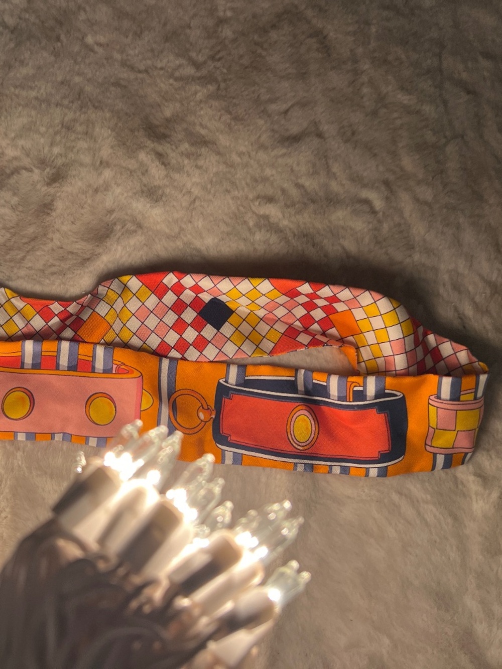 HERMES SILK COLLIERS ET CHIENS TWILLY ORANGE / GRIS BLEUTE - Picture 5 of 12